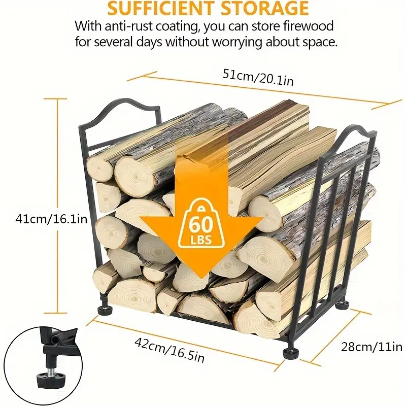 Firewood Rack Metal Outdoor Log Organizer-3