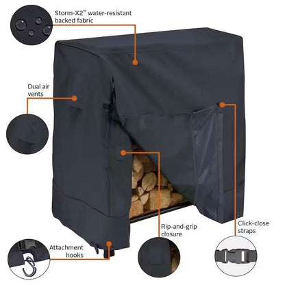 Black Firewood Rack Cover - Fits 4-ft. Log Racks-0