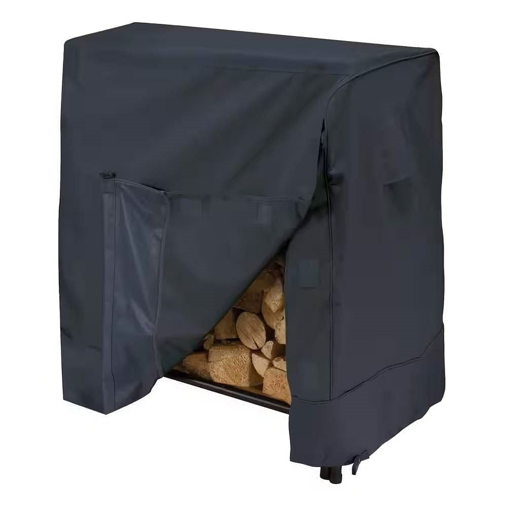 Black Firewood Rack Cover - Fits 4-ft. Log Racks-2