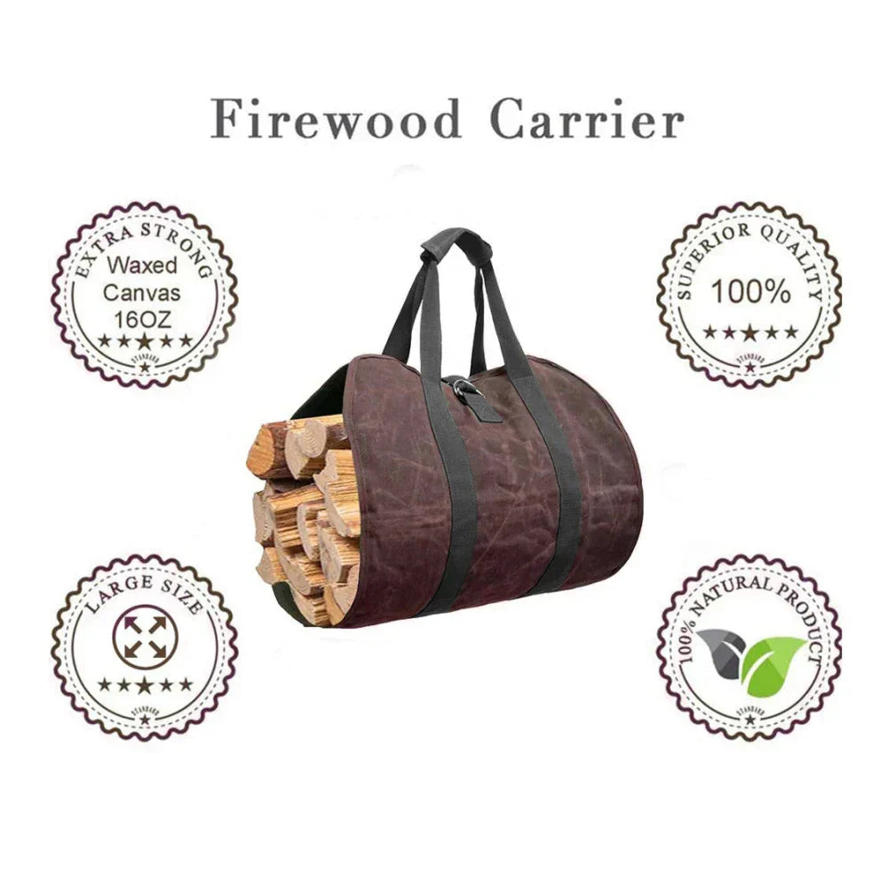 NNEOBA Canvas Firewood Carrier Log Carrying Bag-4