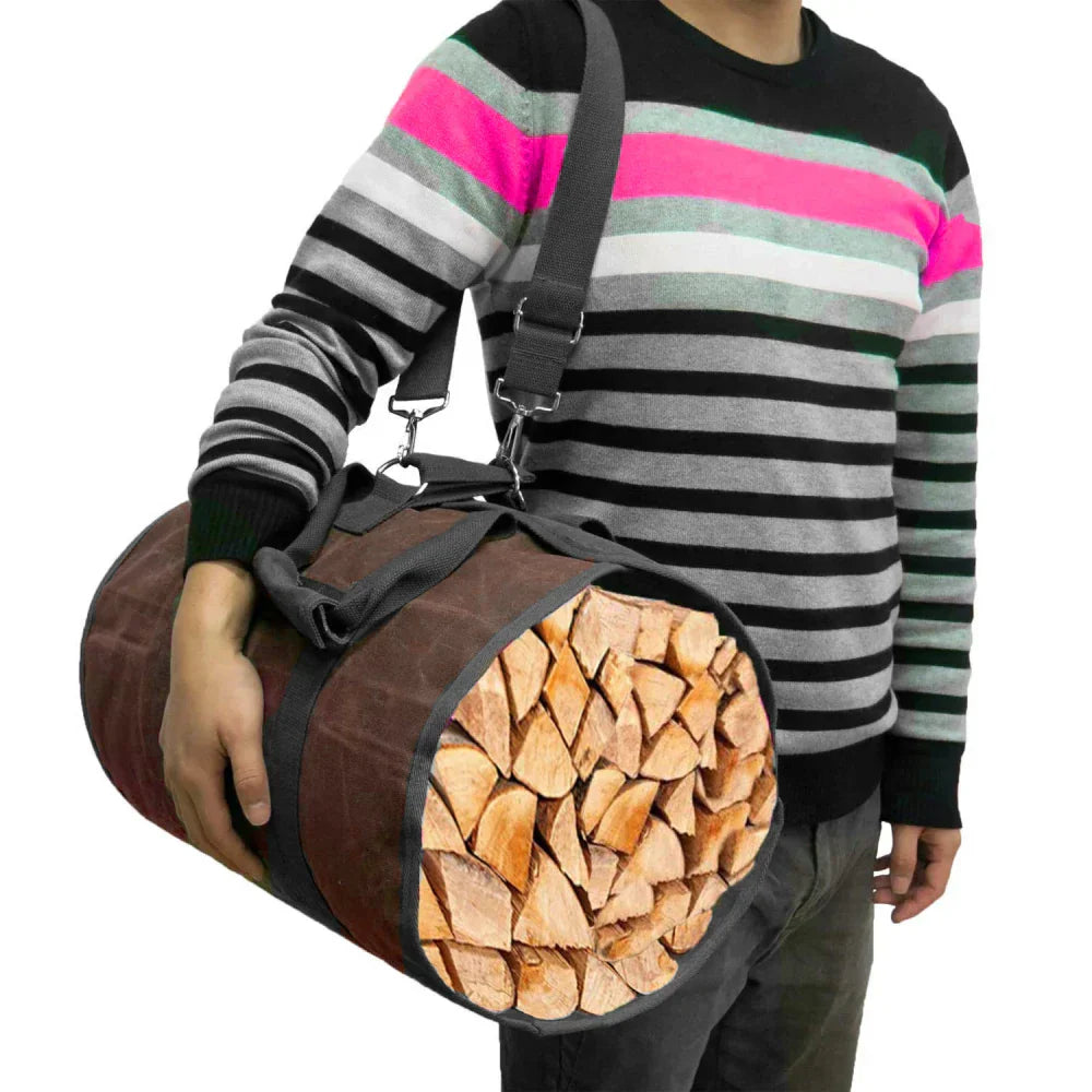 NNEOBA Canvas Firewood Carrier Log Carrying Bag-3