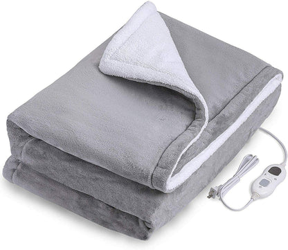 NNEDSZ Double-side Flannel Heated Electric Throw Rug Blanket Fast Heating Warm Washable GREY