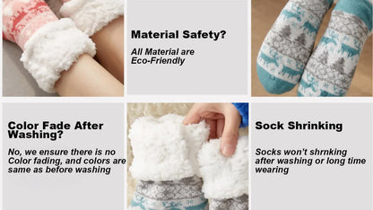 NNEDSZ Festive Plush Christmas Socks , Warm Winter Slipper Socks with Snowflake Pattern, Non-slip floor socks Red Snowflake