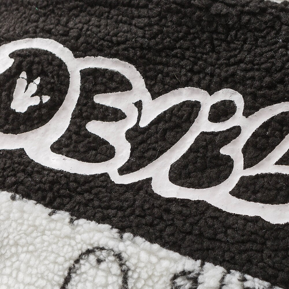 Lambswool Parkas Winter Jacket Men Dinosaur Graffiti Fuzzy Casual Fashion Hip Hop Baggy Oversized Coat Couple Outerwear-4