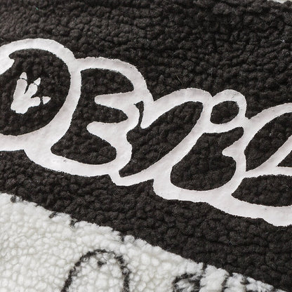 Lambswool Parkas Winter Jacket Men Dinosaur Graffiti Fuzzy Casual Fashion Hip Hop Baggy Oversized Coat Couple Outerwear-4